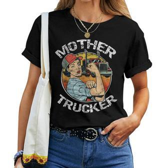 Mother Trucker Female Cdl Semi Truck Driver Women T-shirt - Monsterry