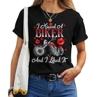 Motorcyle Girl Wife I Kissed A Biker And I Liked It Women T-shirt | Mazezy