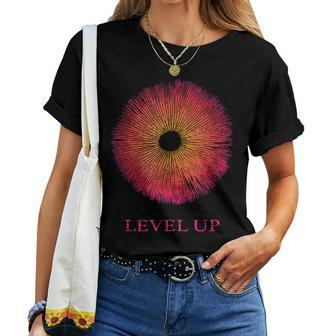 Mushroom Spore Print Level Up Psychedelic Mycology Women T-shirt - Monsterry