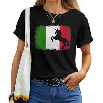 Mythical Unicorn Vintage Italy Italian Flag Horse Lover Women T-shirt - Monsterry