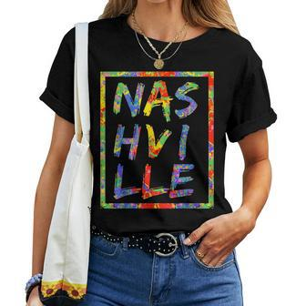 Nashville Colorful Box City Pride Rainbow Nashville Women T-shirt - Monsterry CA