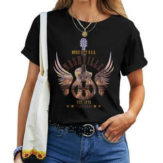 Nashville Guitar Tn Tennessee Country Music City Vintage Women T-shirt - Monsterry DE