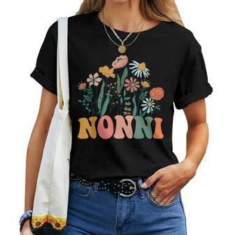 New Nonni Wildflower First Birthday & Baby Shower Women T-shirt - Monsterry