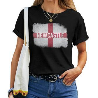Newcastle St George's Cross England Flag Vintage Souvenir Women T-shirt - Monsterry DE