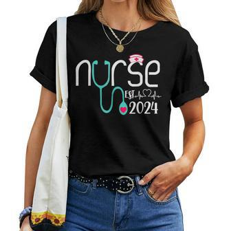 Nurse Est 2024 Rn Nursing School Graduation Graduate Bsn Women T-shirt - Thegiftio UK