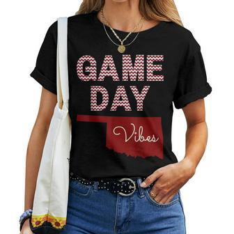 Oklahoma Football Game Day Vibes Fall Tailgate Women T-shirt - Monsterry