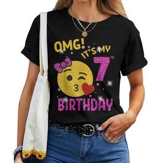 Omg It's My 7Th Birthday Girl Cute 7 Yrs Old Birthday Party Women T-shirt - Monsterry UK