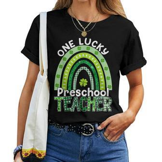 One Lucky Preschool Teacher St Patrick's Day Teacher Women T-shirt - Seseable
