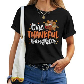 One Thankful Daughter Turkey Leopard Thanksgiving Family Women T-shirt - Monsterry