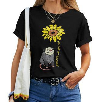 Opossum Sunflower You Are My Sunshine Possum Girls Kid Women T-shirt - Seseable