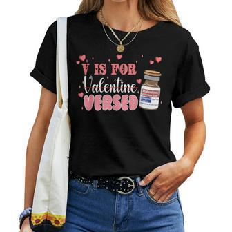 Pacu Crna Icu Er Nurse V Is For Versed Happy Valentine's Day Women T-shirt - Monsterry DE