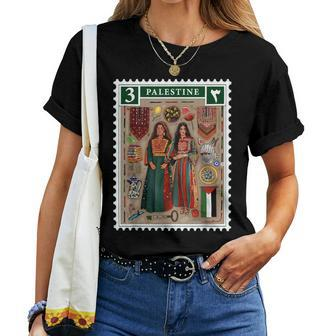 Palestine Stamp Retro Palestine Palestinian Flag Gaza Women T-shirt | Mazezy