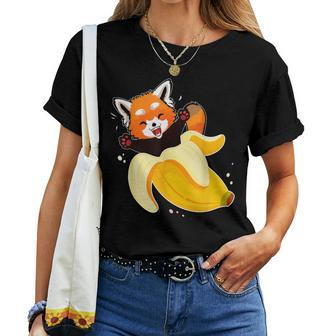 Panda Pajamas Red Panda In Banana Panda Bear Fruit Addicts Women T-shirt - Monsterry UK