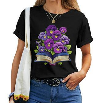 Pansies Flowers Book Pansy Floral Women T-shirt - Thegiftio UK