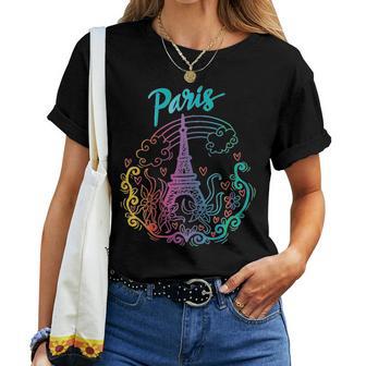 Paris Eiffel Tower With Flowers And Hearts Women T-shirt - Monsterry UK