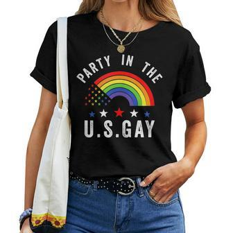 Party In The Us Gay Patriotic Usa Rainbow Flag Women T-shirt - Monsterry AU