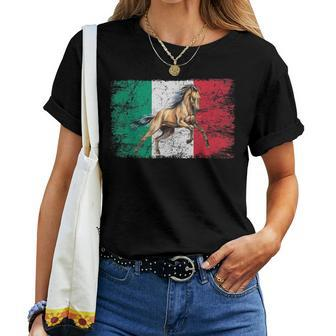 Patriotic Horse Italian Flag Farm Horseback Riding Horses Women T-shirt - Monsterry CA