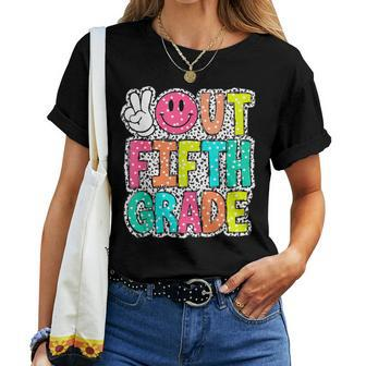 Peace Out Fifth Grade Dalmatian Dots Last Day Of School Women T-shirt - Monsterry UK