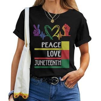 Peace Love Junenth Pride Black Girl Queen Men Women T-shirt - Monsterry UK