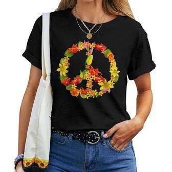 Peace Sign Flowers Cool Ladies Flower Signage Women T-shirt - Monsterry UK