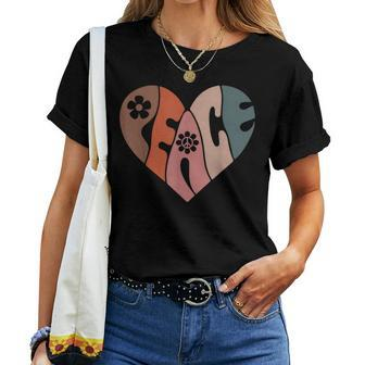 Peace Sign Love 60S 70S Costume Groovy Flower Hippie Party Women T-shirt - Seseable