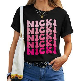 Personalized Name Nicki I Love Nicki Pink Vintage Women T-shirt - Monsterry DE