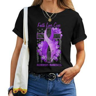 Ph America Flag Christian Cross Ribbon Alzheimers Women T-shirt - Monsterry UK