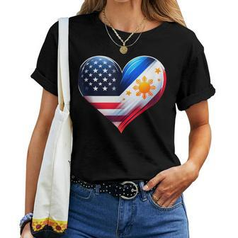 Philippines Flag Proud Filipino Wife Heart Philippines Usa Women T-shirt - Monsterry DE