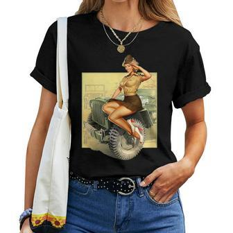 Pin-Up Girls Willys Mb Ww2 Poster Vintage Women T-shirt - Monsterry DE
