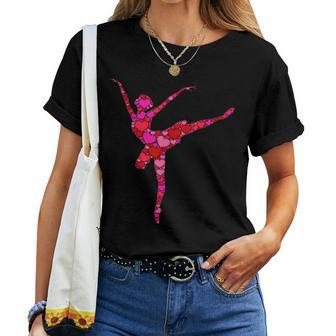 Pink Red Heart Valentines Day Girls Ballerina Women T-shirt - Monsterry DE