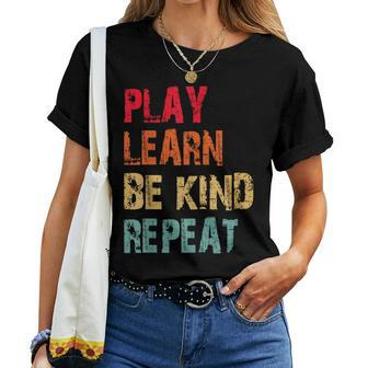Play Learn Be Kind Repeat No Bullies Choose Kindness Retro Women T-shirt - Thegiftio UK