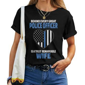 Police Officer Wife Cute Heart Flag Women T-shirt - Monsterry