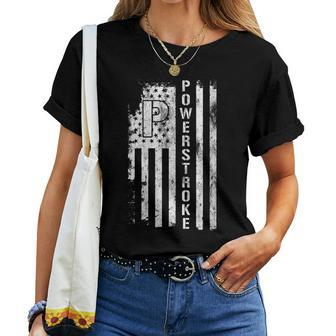 Powerstroke American Flag Women T-shirt - Monsterry