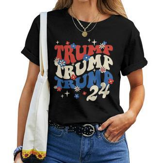 President Trump 24 2024 Groovy Retro Women T-shirt - Monsterry