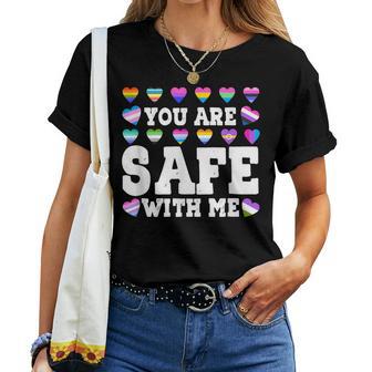 Pride Month You Are Safe With-Me Lgbtq Social Support Women T-shirt - Monsterry