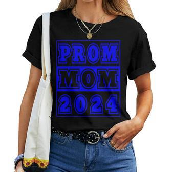 Prom Mom 2024 Blue Text School Prom Dance Chaperone Women T-shirt - Monsterry