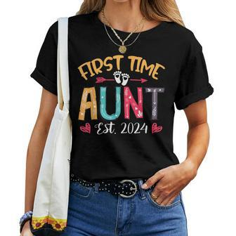 Promoted To Auntie Est 2024 Cute First Time Aunt Women T-shirt - Monsterry AU