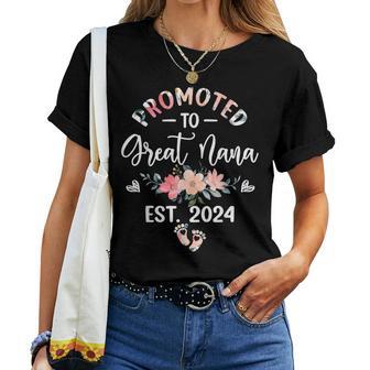 Promoted To Great Nana Est 2024 Floral Women T-shirt - Thegiftio UK