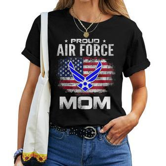Proud Air Force Mom With American Flag Veteran Women T-shirt - Monsterry
