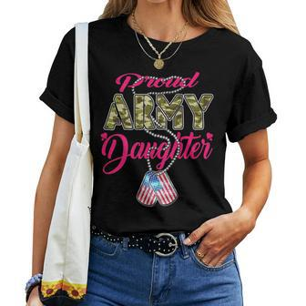 Proud Army Daughter Us Flag Camo Dog Tags Military Child Women T-shirt - Monsterry DE