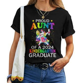 Proud Aunt Of A 2024 Kindergarten Graduate Unicorn Dab Women T-shirt - Monsterry UK