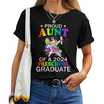 Proud Aunt Of A 2024 Preschool Graduate Unicorn Dab Women T-shirt - Monsterry CA