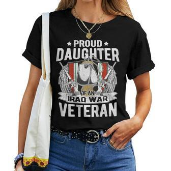 Proud Daughter Of Iraq Veteran Dog Tags Military Child Women T-shirt - Monsterry