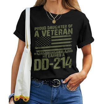Proud Daughter Of A Veteran Phd Dad Dd214 Women T-shirt - Monsterry