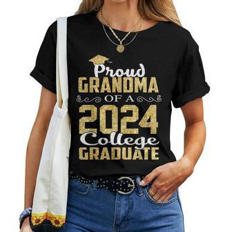 Proud Grandma Of 2024 Graduate College Graduation Women T-shirt - Seseable