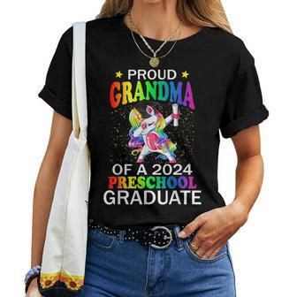 Proud Grandma Of A 2024 Preschool Graduate Unicorn Dab Women T-shirt - Monsterry CA