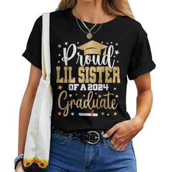 Proud Lil Sister Of A 2024 Graduate Class Senior Graduation Women T-shirt - Seseable