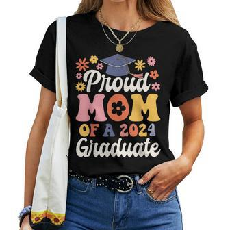 Proud Mom Of A 2024 Graduate Graduation Floral Flowers Women T-shirt - Thegiftio UK