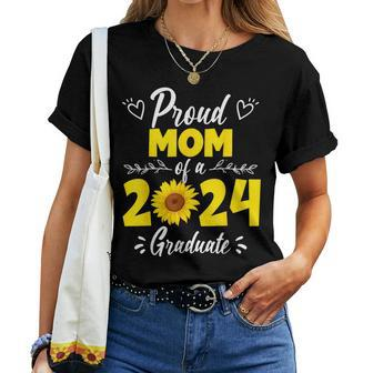 Proud Mom Of 2024 Sunflower Graduation Graduate Family Women T-shirt - Thegiftio UK