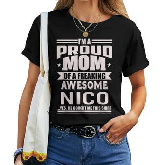 Proud Mom Of A Awesome Nico Mother Son Name Women T-shirt - Seseable